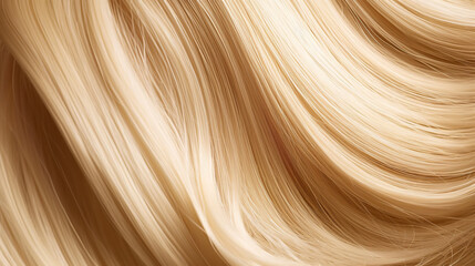 The image showcases a close-up of smooth, flowing strands of hair that appear to be of a light blonde or golden hue