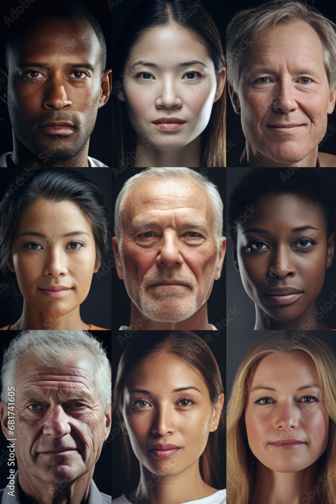 Poster a diverse group of individuals showcasing a range of emotions through their facial expressions. this