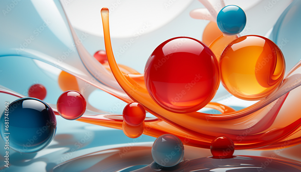 Poster abstract circle design with shiny blue wave on transparent background generated by ai