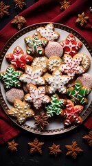 Naklejka na ściany i meble delicious Christmas cookies on a festive platter, great for a food blog or recipe website