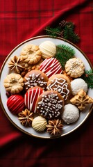 delicious Christmas cookies on a festive platter, great for a food blog or recipe website