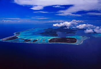 French Polynesia: Helicopter flight over Bora Bora Island