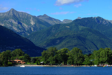 South Switzerland: The beach of Ascona at Lago Maggiore in Ticino