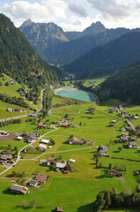 Fototapeta na wymiar Austrian alps: airshot from St. Gallenkirchen in Montafon valley while paragliding