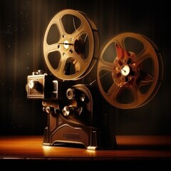 Obraz premium A classic image of a movie projector with a film reel