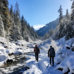 Winter hikes in the mountains