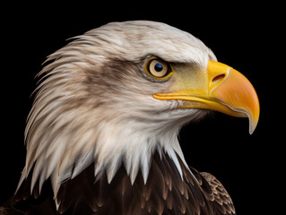 Obraz premium Bald Eagle Studio Shot Isolated on Clear Black Background, Generative AI