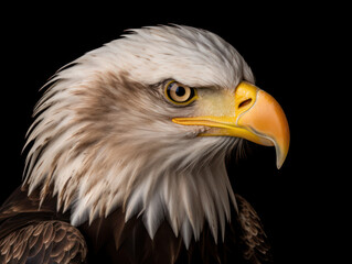 Bald Eagle Studio Shot Isolated on Clear Black Background, Generative AI