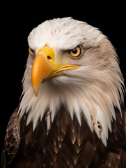 Obraz premium Bald Eagle Studio Shot Isolated on Clear Black Background, Generative AI