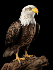 Obraz premium Bald Eagle Studio Shot Isolated on Clear Black Background, Generative AI