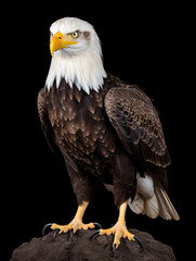 Obraz premium Bald Eagle Studio Shot Isolated on Clear Black Background, Generative AI
