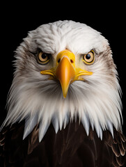 Fototapeta premium Bald Eagle Studio Shot Isolated on Clear Black Background, Generative AI