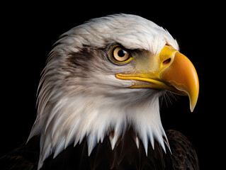 Obraz premium Bald Eagle Studio Shot Isolated on Clear Black Background, Generative AI