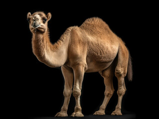 Camel Studio Shot Isolated on Clear Black Background, Generative AI