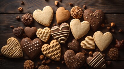 Collection of delicious new treats in shape of hearts