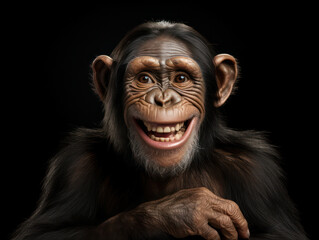 Chimp Studio Shot Isolated on Clear Black Background, Generative AI