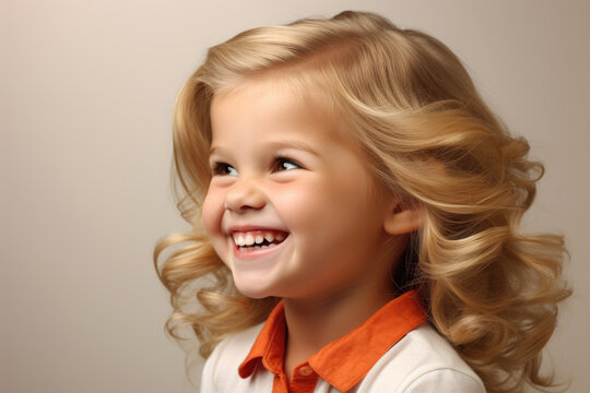 Picture of little girl with big smile on her face. Perfect for capturing joy and innocence of childhood. Suitable for various projects and applications