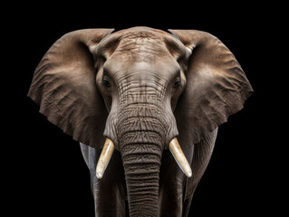 Fototapeta premium Elephant Studio Shot Isolated on Clear Black Background, Generative AI