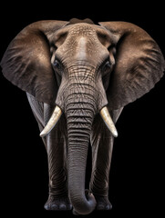 Fototapeta premium Elephant Studio Shot Isolated on Clear Black Background, Generative AI