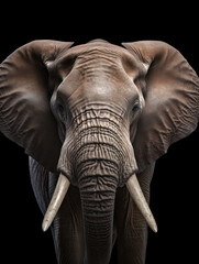 Elephant Studio Shot Isolated on Clear Black Background, Generative AI