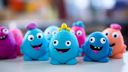 Charming blue and pink play dough beasts