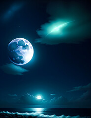 full moon over sea Generated by AI
