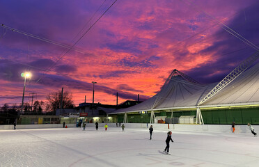 Ice-skating in sunset