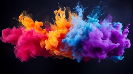 Explosion of colored powder on white foundation