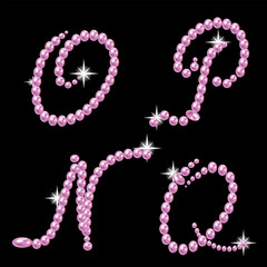 Capital Letters of English alphabet romantic with pearls