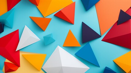 Fototapeta premium Level lay of colorful geometric paper shapes