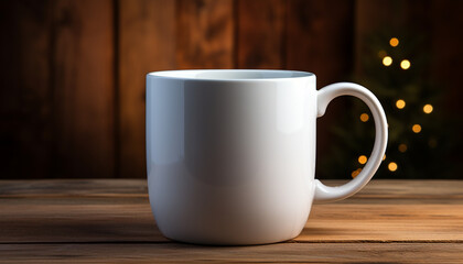 Wooden coffee cup on rustic table, hot drink brings warmth generated by AI