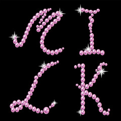 Capital Letters of English alphabet romantic with pearls - 681749030