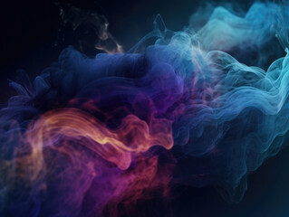 Fototapeta na wymiar Abstract image of colorful smoke on a black background.