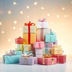 Ein Stapel mit schönen Geschenken