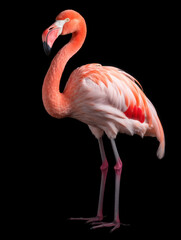 Flamingo Studio Shot Isolated on Clear Black Background, Generative AI