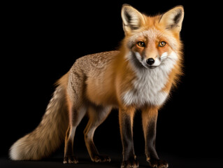Fototapeta premium Fox Studio Shot Isolated on Clear Black Background, Generative AI