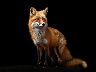 Obraz premium Fox Studio Shot Isolated on Clear Black Background, Generative AI