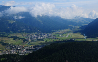 Fototapeta na wymiar Airport Samedan, Upper Engadin, canton Graubünden, where Europe's highest Airport is located