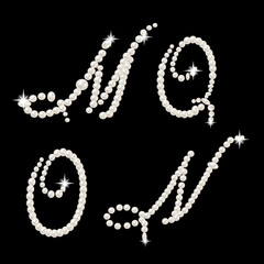 Capital Letters of English alphabet romantic with pearls - 681751018