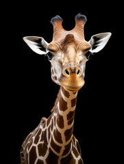 Obraz premium Giraffe Studio Shot Isolated on Clear Black Background, Generative AI