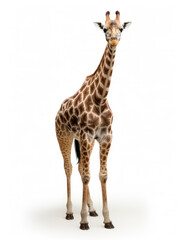 Fototapeta premium Giraffe Studio Shot Isolated on Clear White Background, Generative AI