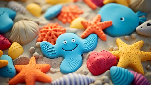 Ocean creatures play dough background