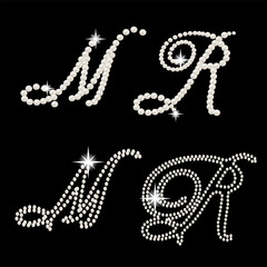 Capital Letters of English alphabet romantic with pearls - 681751449