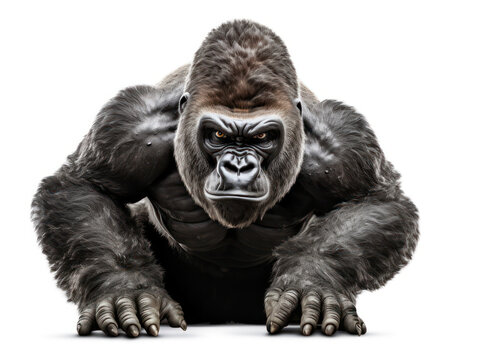 Gorilla Studio Shot Isolated on Clear White Background, Generative AI