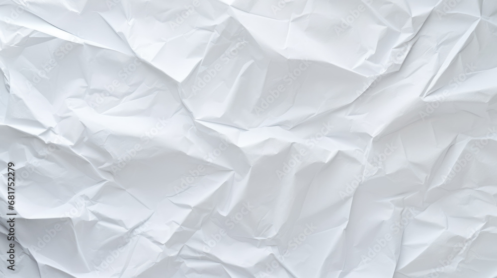 Fototapete a crumpled white paper texture with multiple creases and folds creating an abstract pattern.
