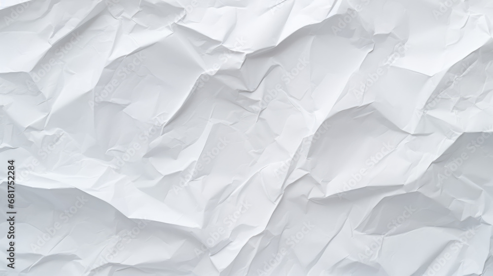 Fototapete a crumpled white paper texture with multiple creases and folds creating an abstract pattern.
