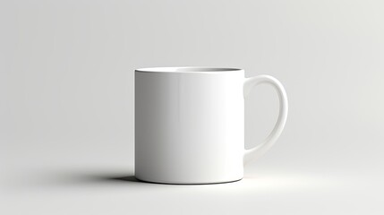 Obraz premium a white plain ceramic cup placed on a clean, minimalistic surface.