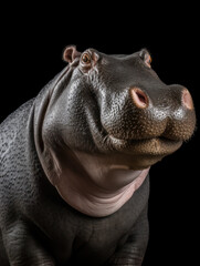 Hippo Studio Shot Isolated on Clear Black Background, Generative AI