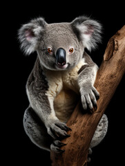 Obraz premium Koala Studio Shot Isolated on Clear Black Background, Generative AI