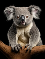 Koala Studio Shot Isolated on Clear Black Background, Generative AI